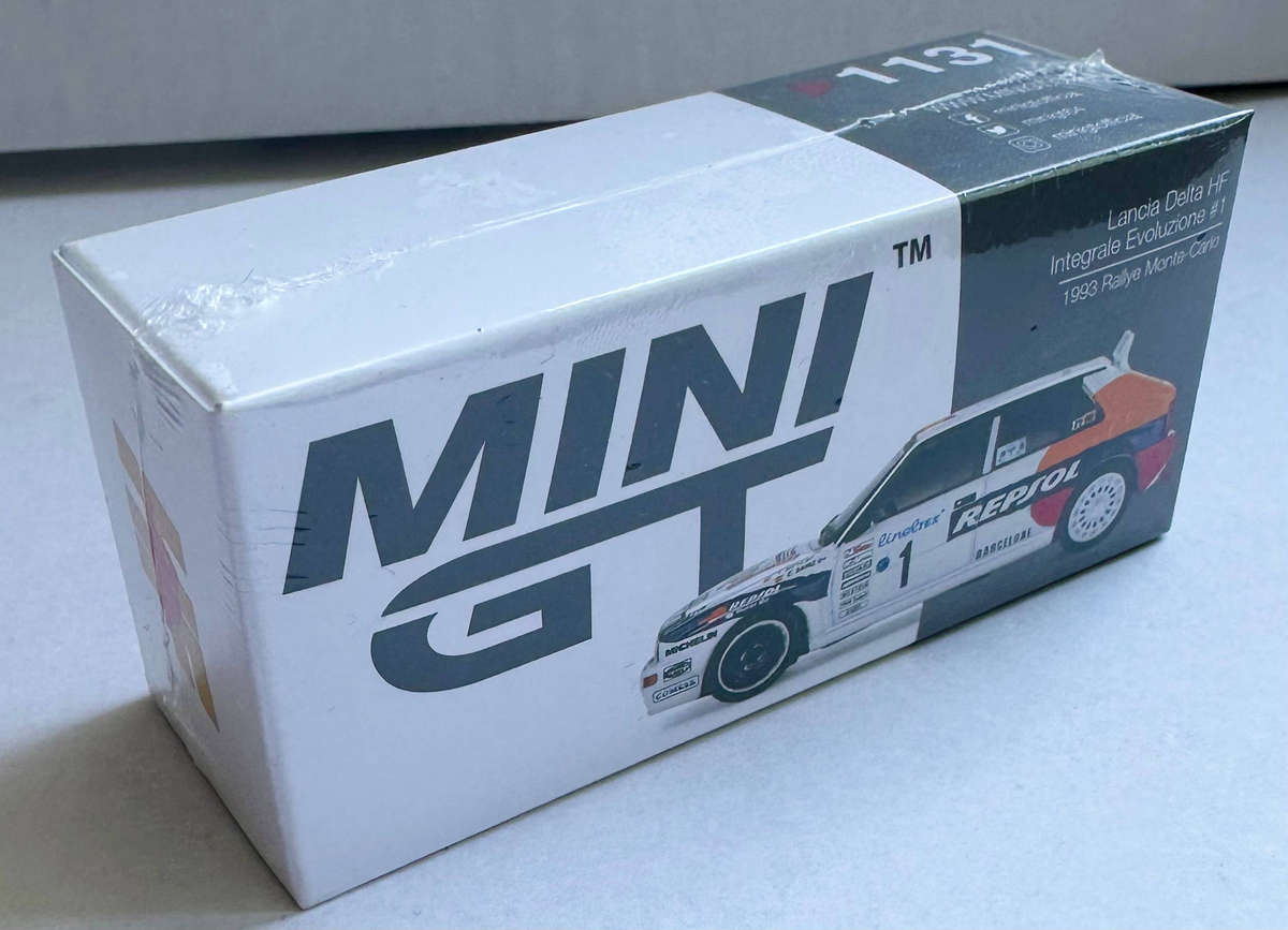Mini GT #1131 - Lancia Delta HF Integrale Evolution #1 (1993 Monte Carlo Rally) - 1/64 scale model