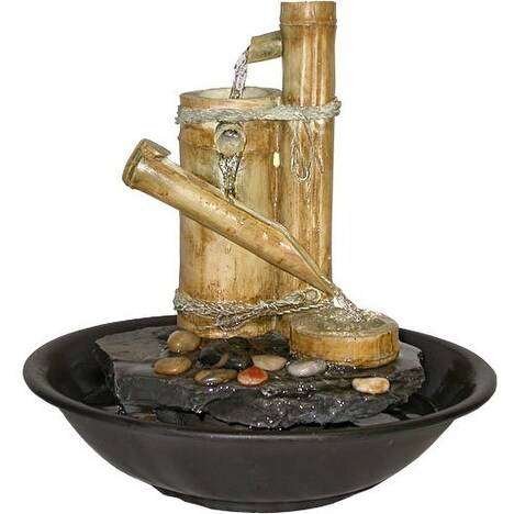 Alpine Eternity Bamboo & Stone Tabletop Fountain with Electronic Water Pump - Relaxing Zen Decor