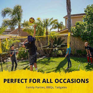 CROSSNET 4-Way Volleyball Game Set with Adjustable Net, Ball & Carry Bag