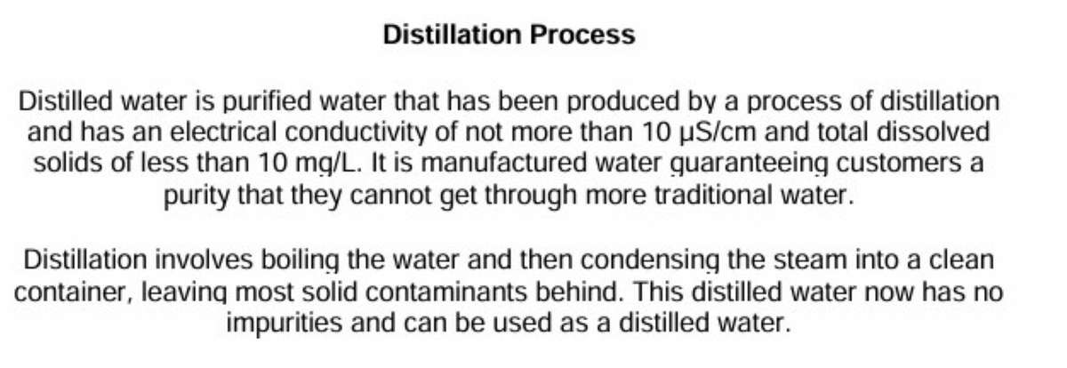 Distilled Water 1 Litre