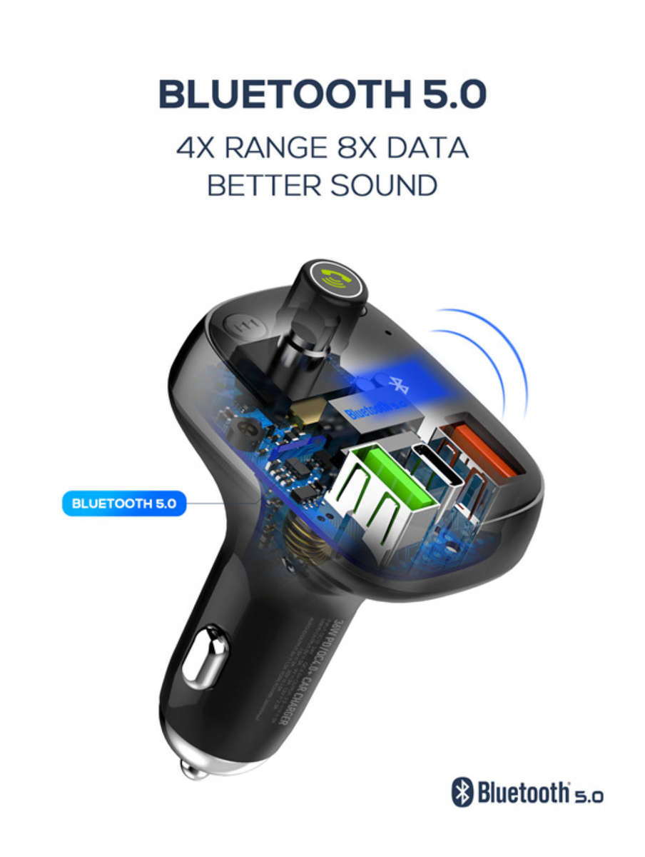 LDNIO C704Q 30W Car charger bluetooth 5.0 player