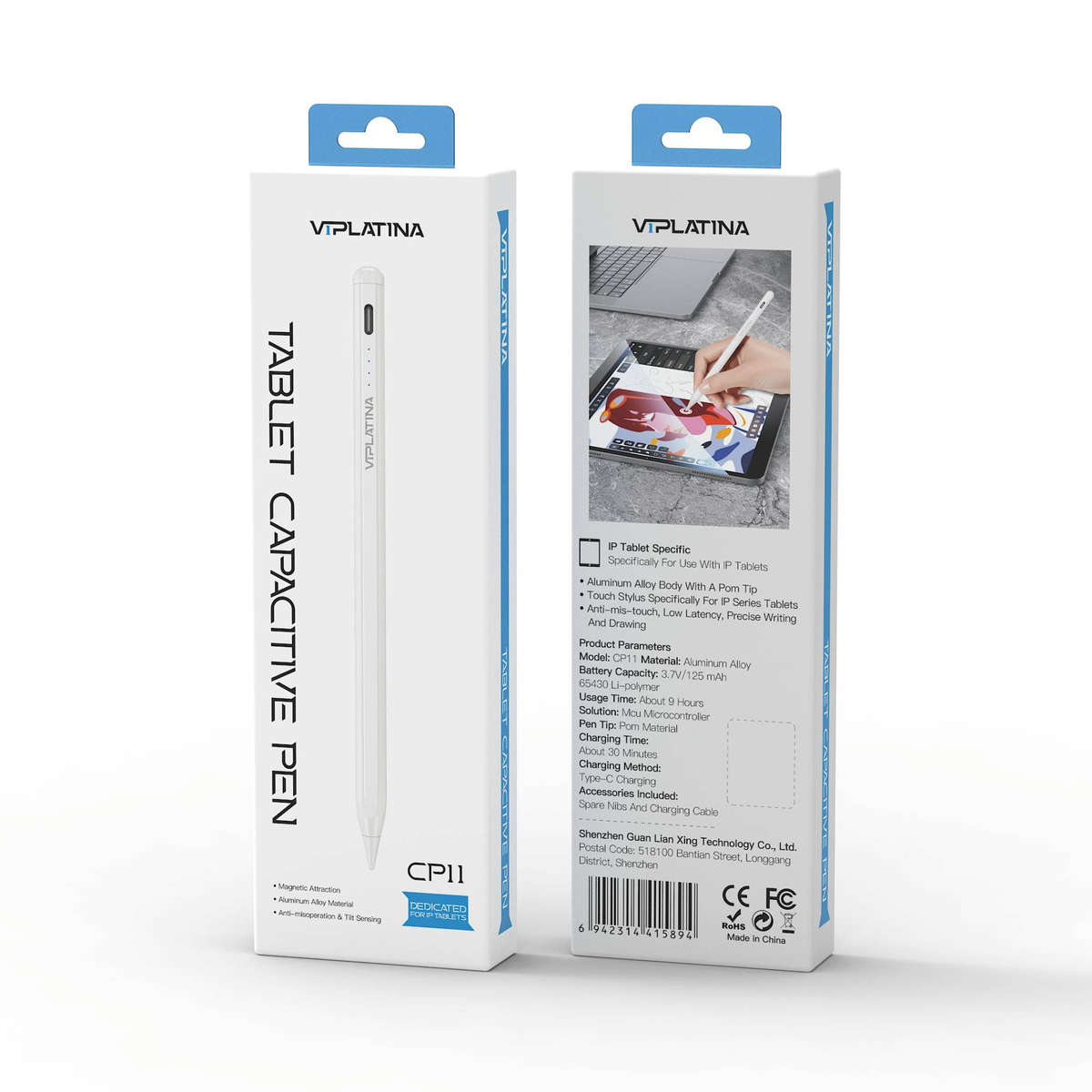 VIPLATINA CP11 Tablet Capacitive Stylus Pen, Aluminium Alloy, for iPad, Type-C Charging