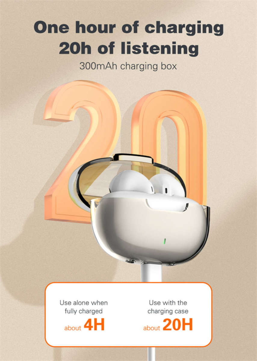 LDNIO T03 Wireless Stereo Earbuds, Bluetooth 5.3, TWS, Noise Reduction, Touch Control, HD Audio, 300