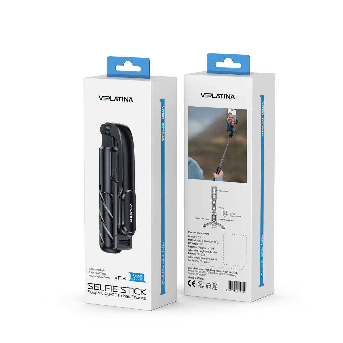 VIPLATINA VF14 Selfie Stick with Stable Fixed Tripod, Wireless Remote Control, 60CM Max Height