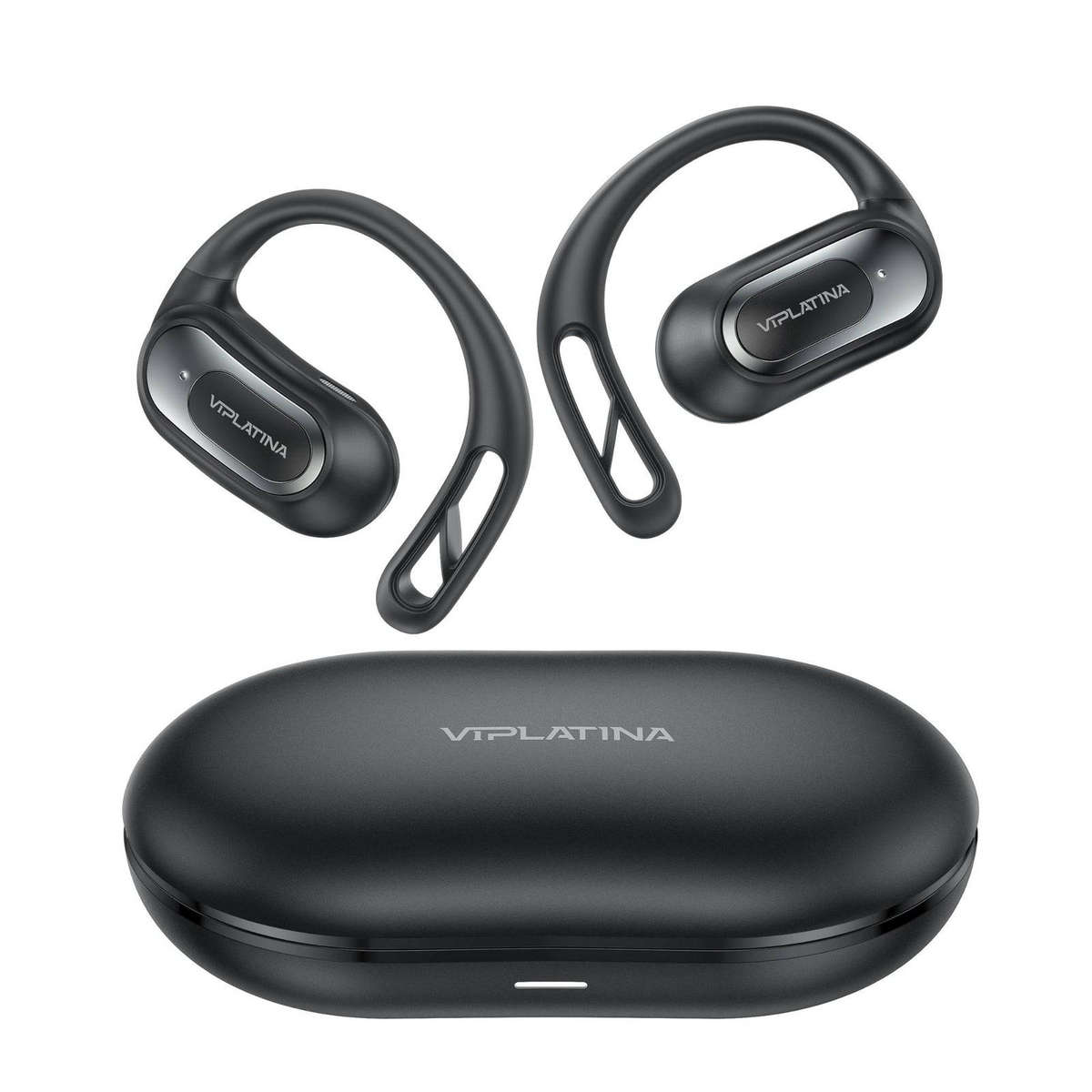 VIPLATINA OWS VT39 Open-Ear Wireless Earbuds, Bluetooth 5.4, with Charging Case, Black