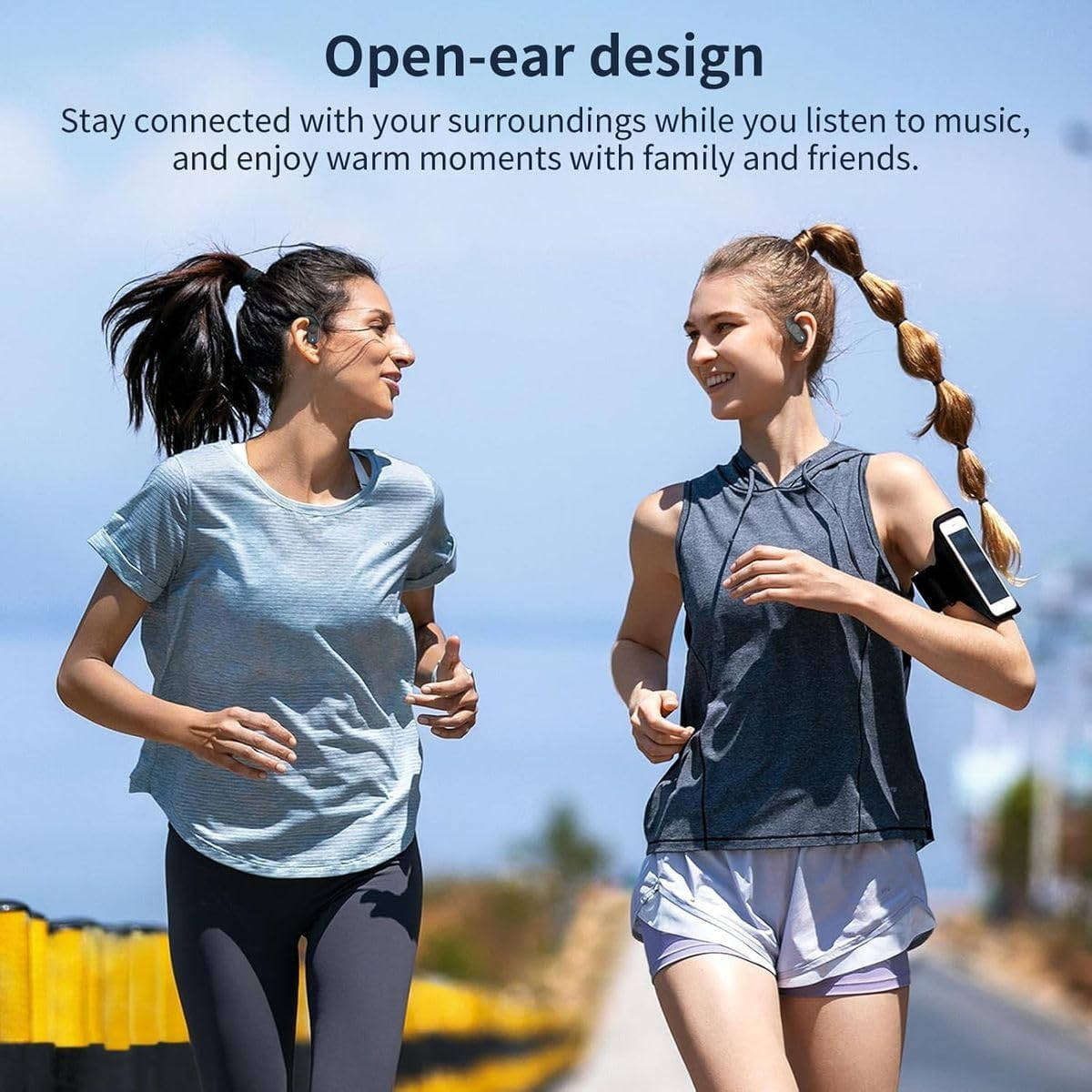 VIPLATINA OWS VT39 Open-Ear Wireless Earbuds, Bluetooth 5.4, with Charging Case, Black