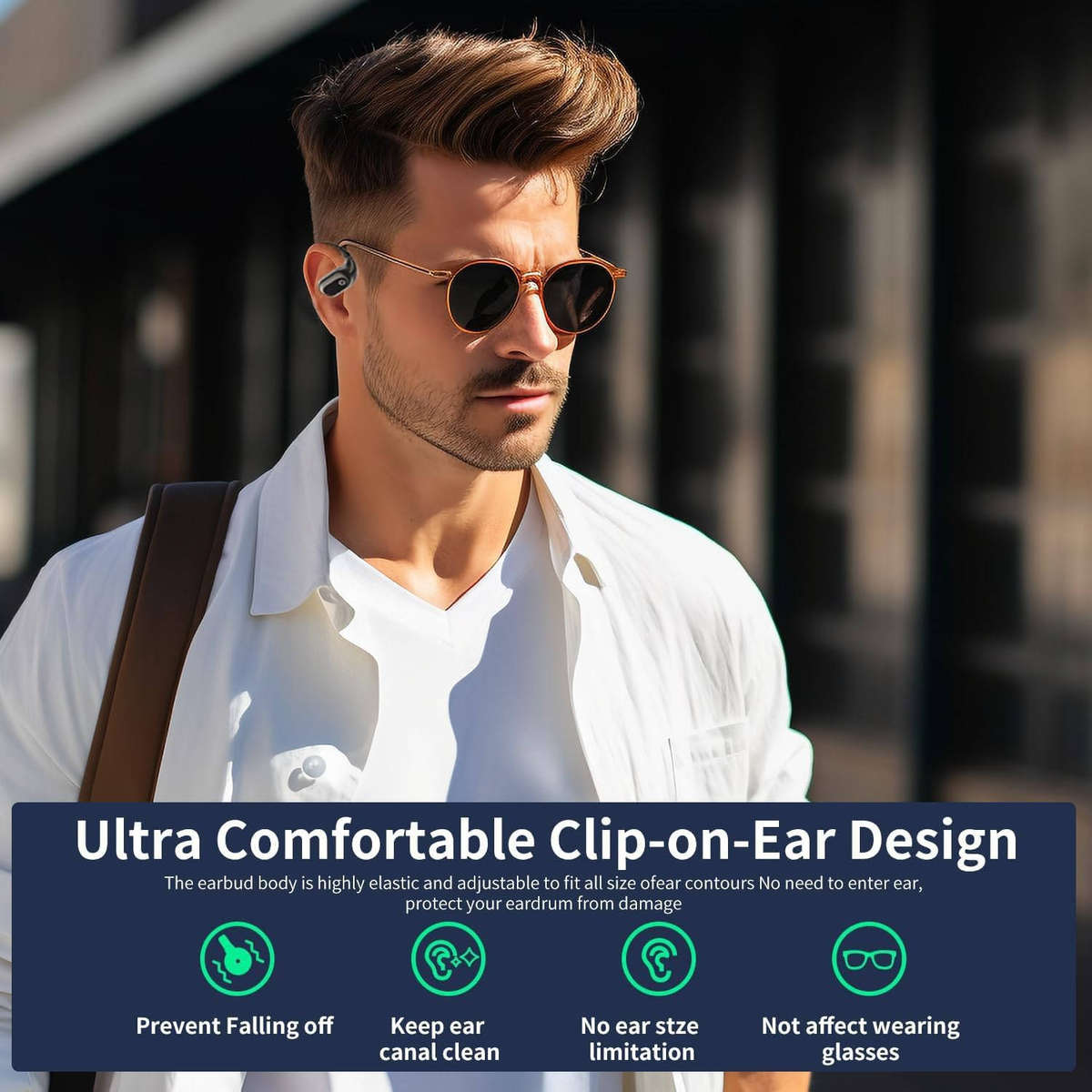 VIPLATINA VT45 OWS Open-Ear Wireless Earbuds VT45, Clip-on-Ear Design, with Charging Case