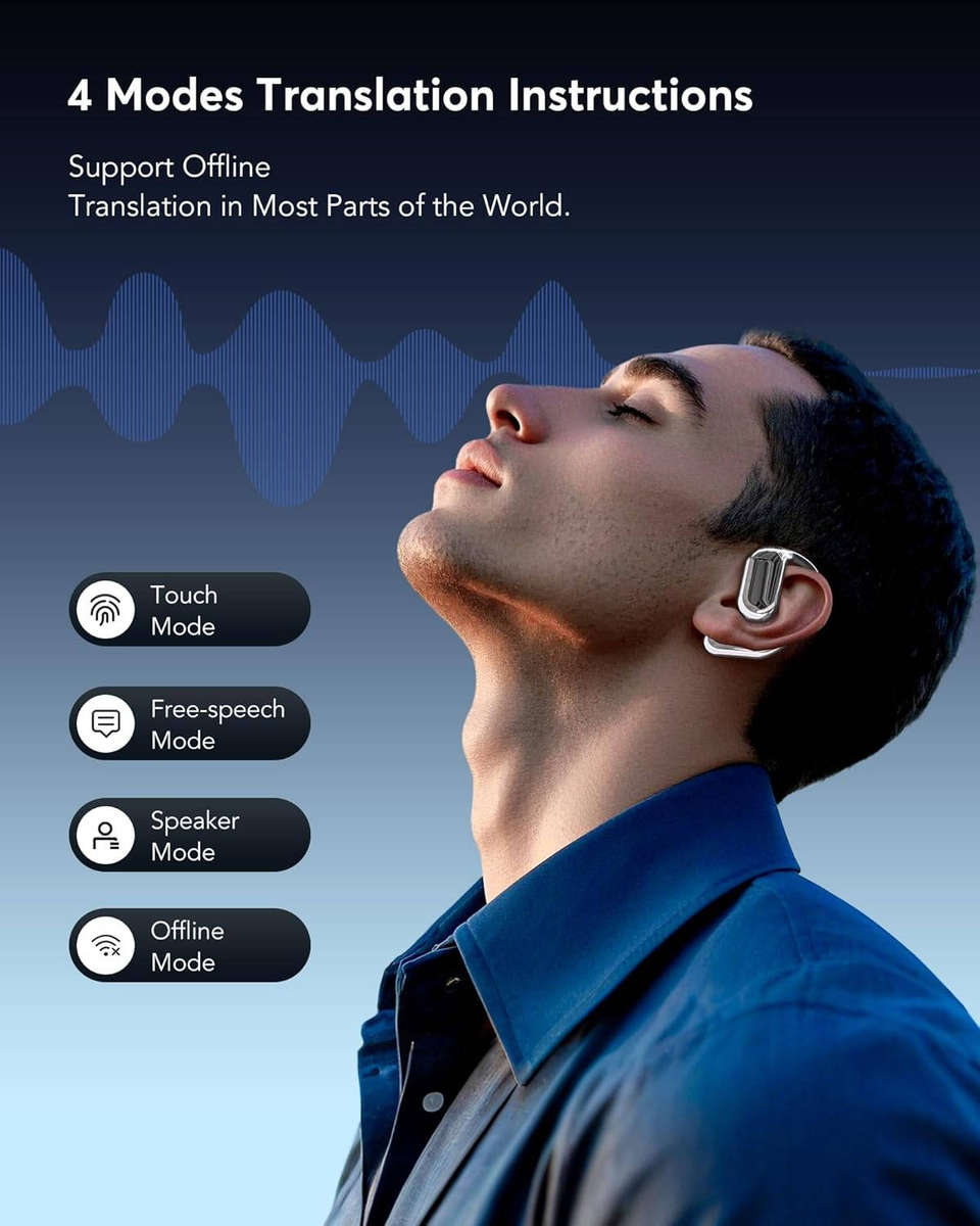 VIPLATINA VT45 OWS Open-Ear Wireless Earbuds VT45, Clip-on-Ear Design, with Charging Case