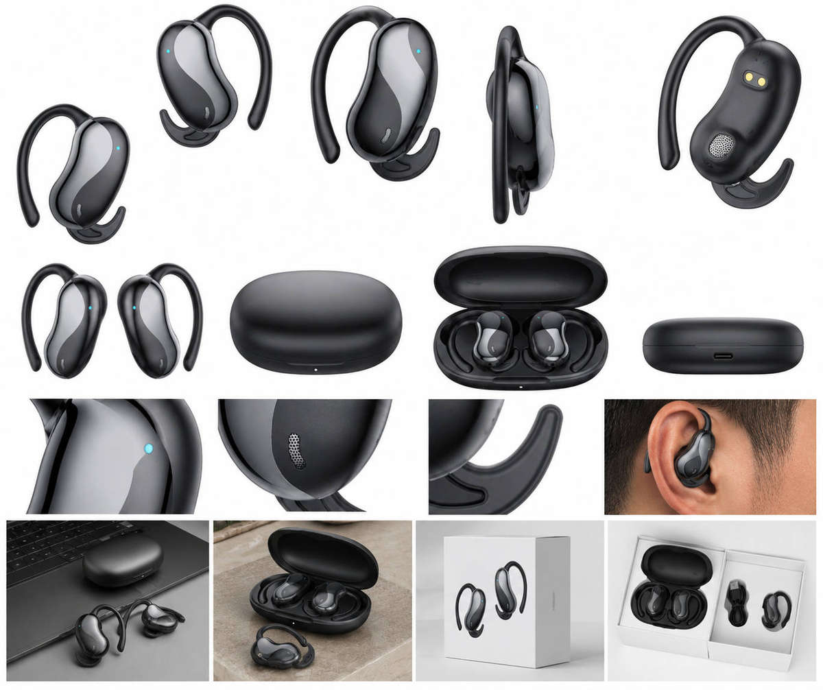 VIPLATINA OWS VT49 Wireless Earbuds, Bluetooth 5.4, Open-Ear Hook Design, 6H Playback, 36H