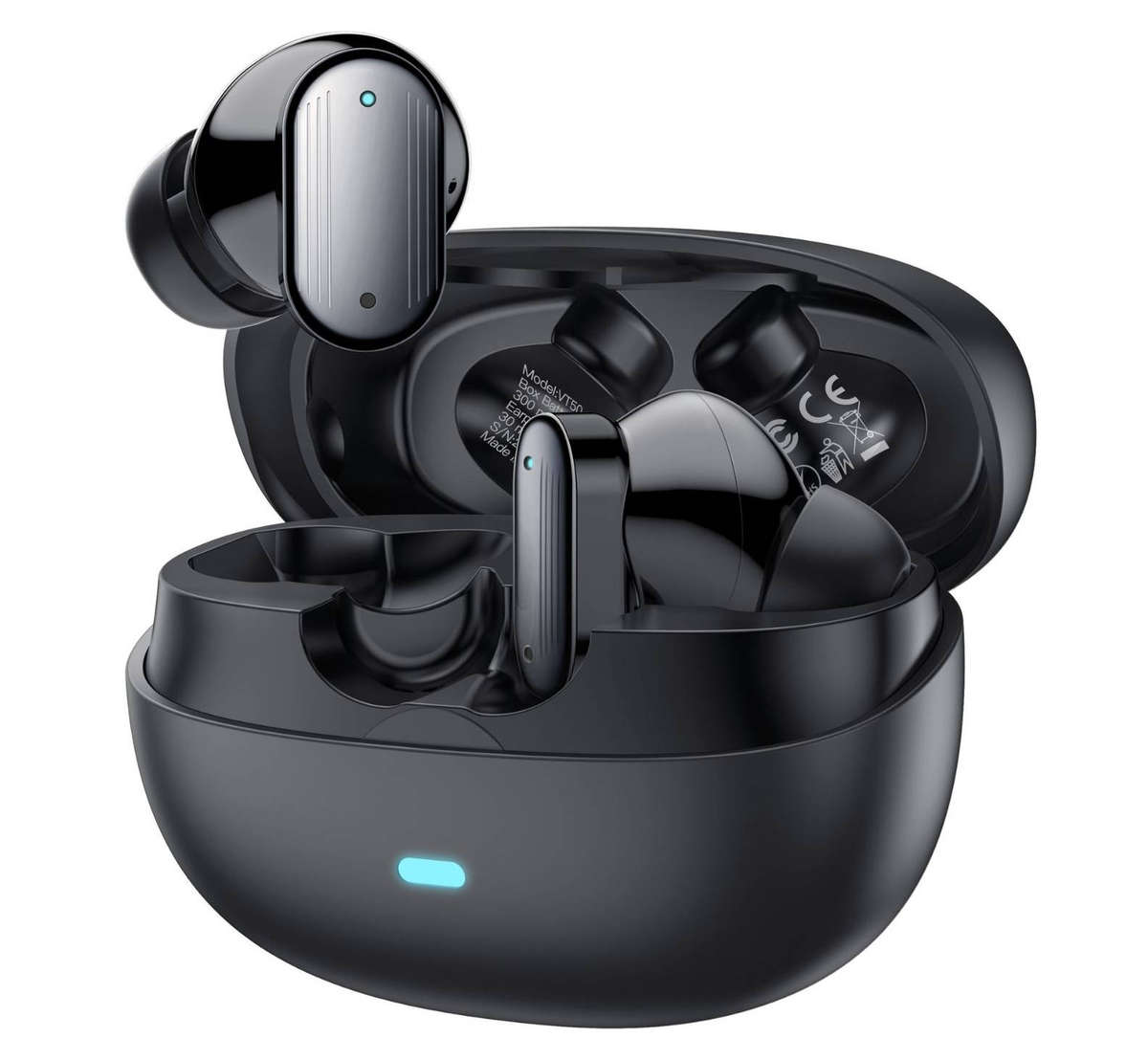 VIPLATINA VT50 True Wireless Earbuds, Black, Bluetooth 5.4, 13mm Titanium Drivers, 5H Playback