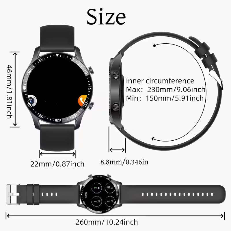 The 2026 New Classic Smartwatch Features an HD Touchscreen, Wireless Calling, Message Notifications,