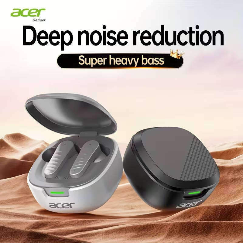 Acer TWS Earbuds Wireless Bluetooth Waterproof Heavy Bass Noise Cancellation *Grey*