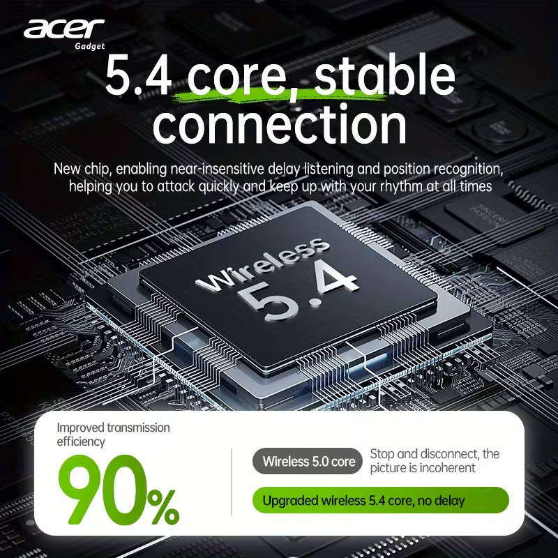 Acer TWS Earbuds Wireless Bluetooth Waterproof Heavy Bass Noise Cancellation *Grey*