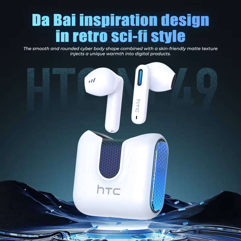 HTC NE49 TWS Wireless Earbuds  Bluetooth 6.0, 131-Language Translator, LED Display - Android iPhone