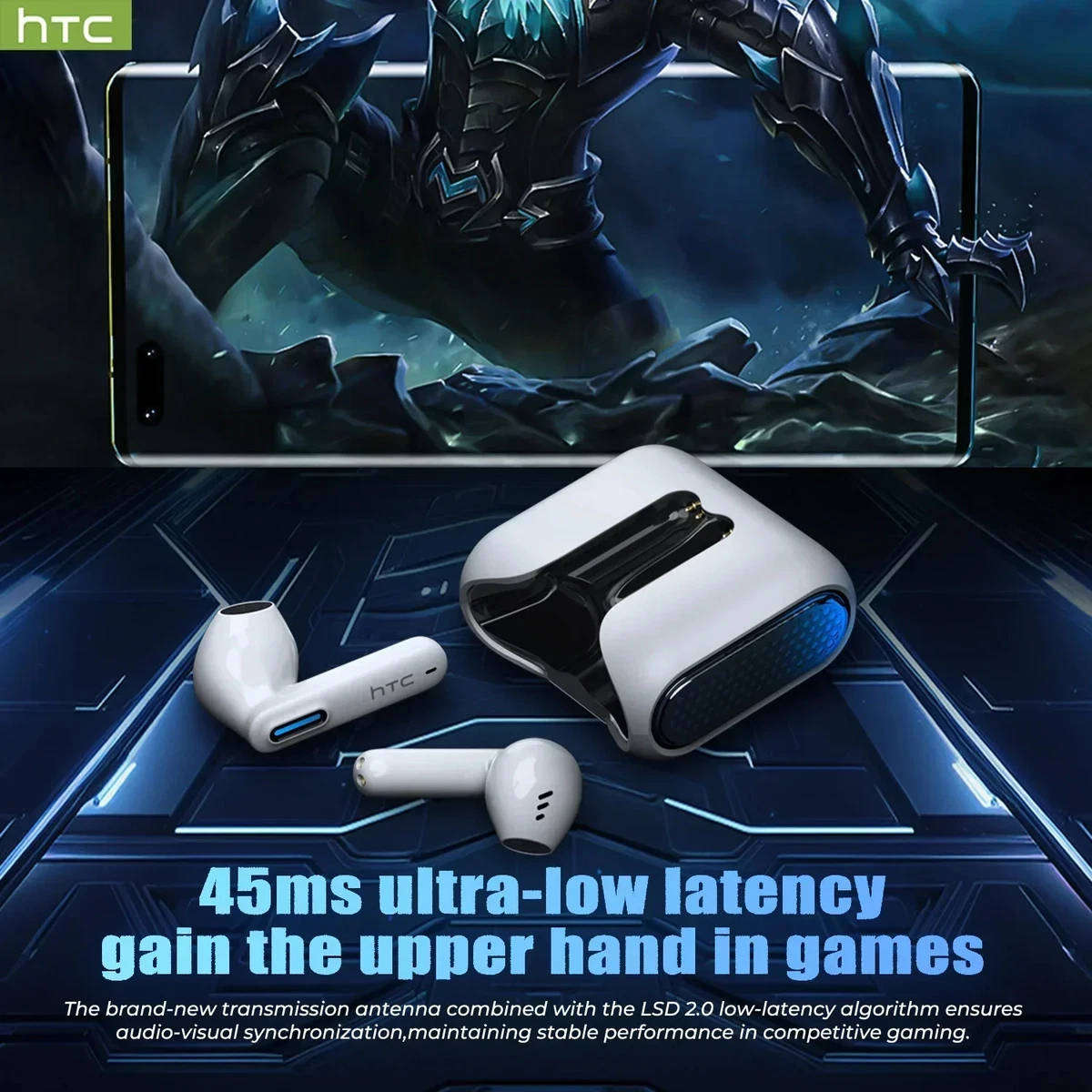 HTC NE49 TWS Wireless Earbuds  Bluetooth 6.0, 131-Language Translator, LED Display - Android iPhone
