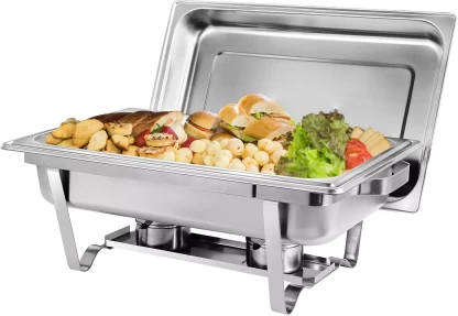 SINGLE PAN CHEFING DISHES (10L CAPACITY) SILVER, CHEFING DISH STAINLESS STEEL RECTANGULAR