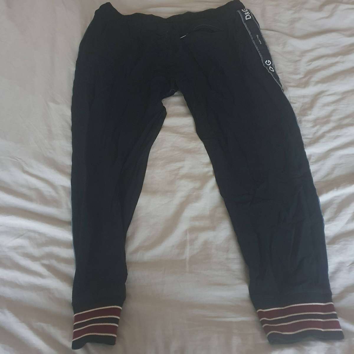 Dolce & Gabbana Varsity Tracksuit Black/Red Striped Woven Lining Rib Knit Collar Zip Pockets