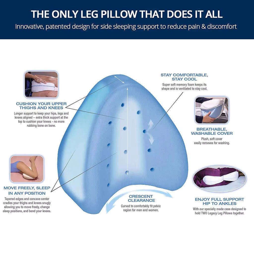 Memory Foam Leg Pillow for Side Sleeping, 23 x 24.5 x 13.5 cm