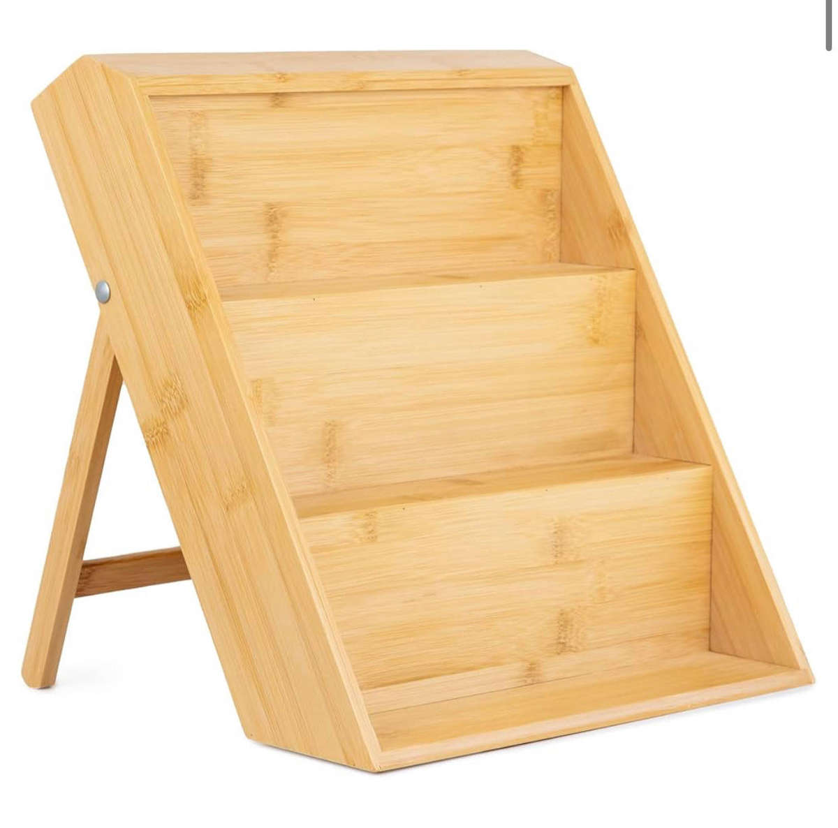 3-Tier bamboo wooden kitchen countertop spice shelf organiser stand