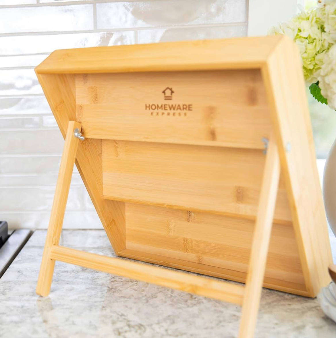3-Tier bamboo wooden kitchen countertop spice shelf organiser stand