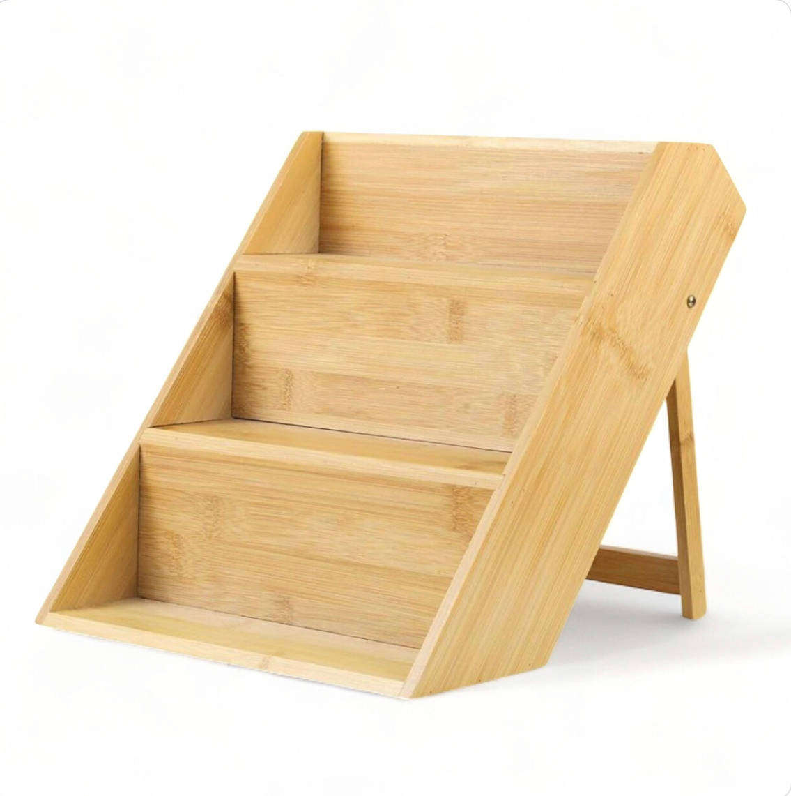 3-Tier bamboo wooden kitchen countertop spice shelf organiser stand