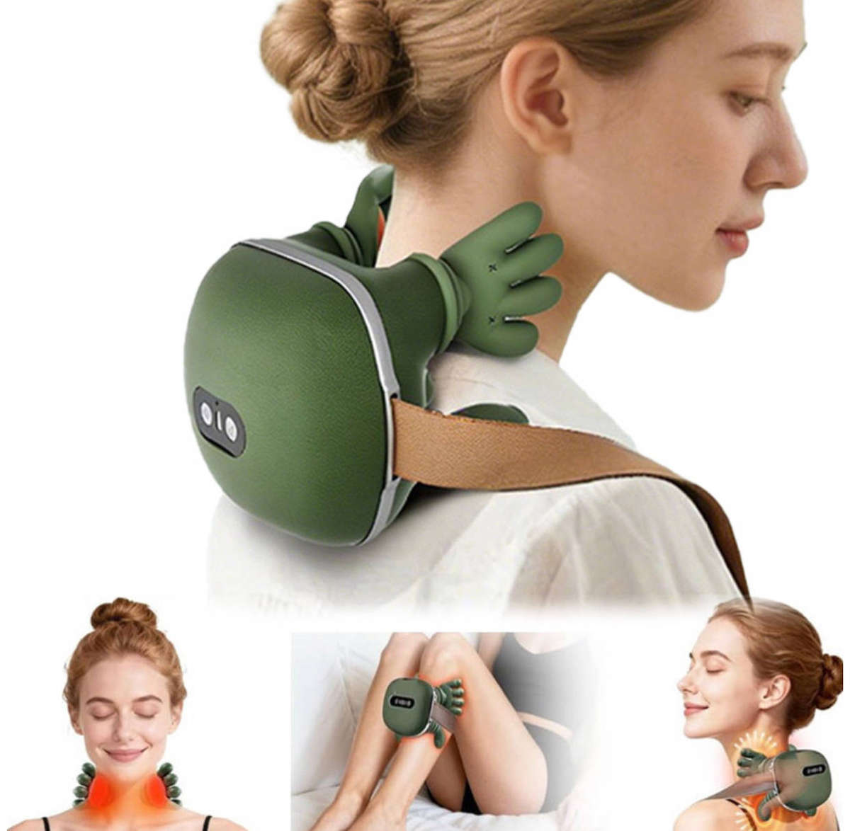 4D Shiatsu Kneading Neck & Shoulder Massager with Heat - Electric Massage Pillow