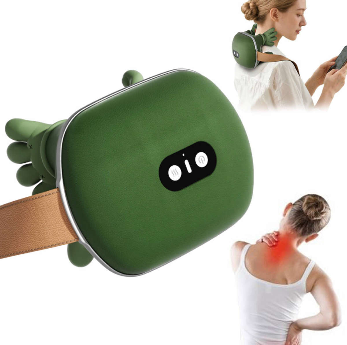 4D Shiatsu Kneading Neck & Shoulder Massager with Heat - Electric Massage Pillow
