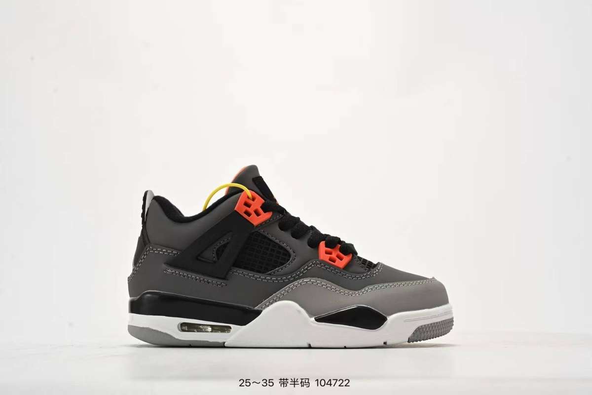 Kids Nike Air Jordan 4 Retro (Infared Sneakers in Grey Colourway )