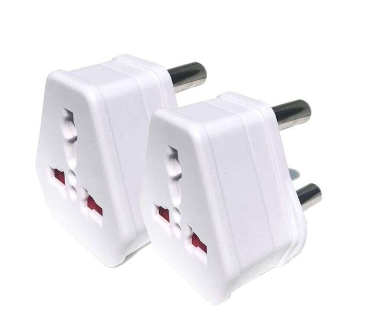 European USA UK Multi Plug to South African Power Converter (2 Pack) - White