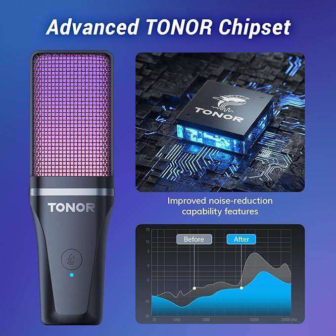 TONOR TC30 USB Cardioid Mic with Stand, Filter, Shock Mount, Gaming & streaming