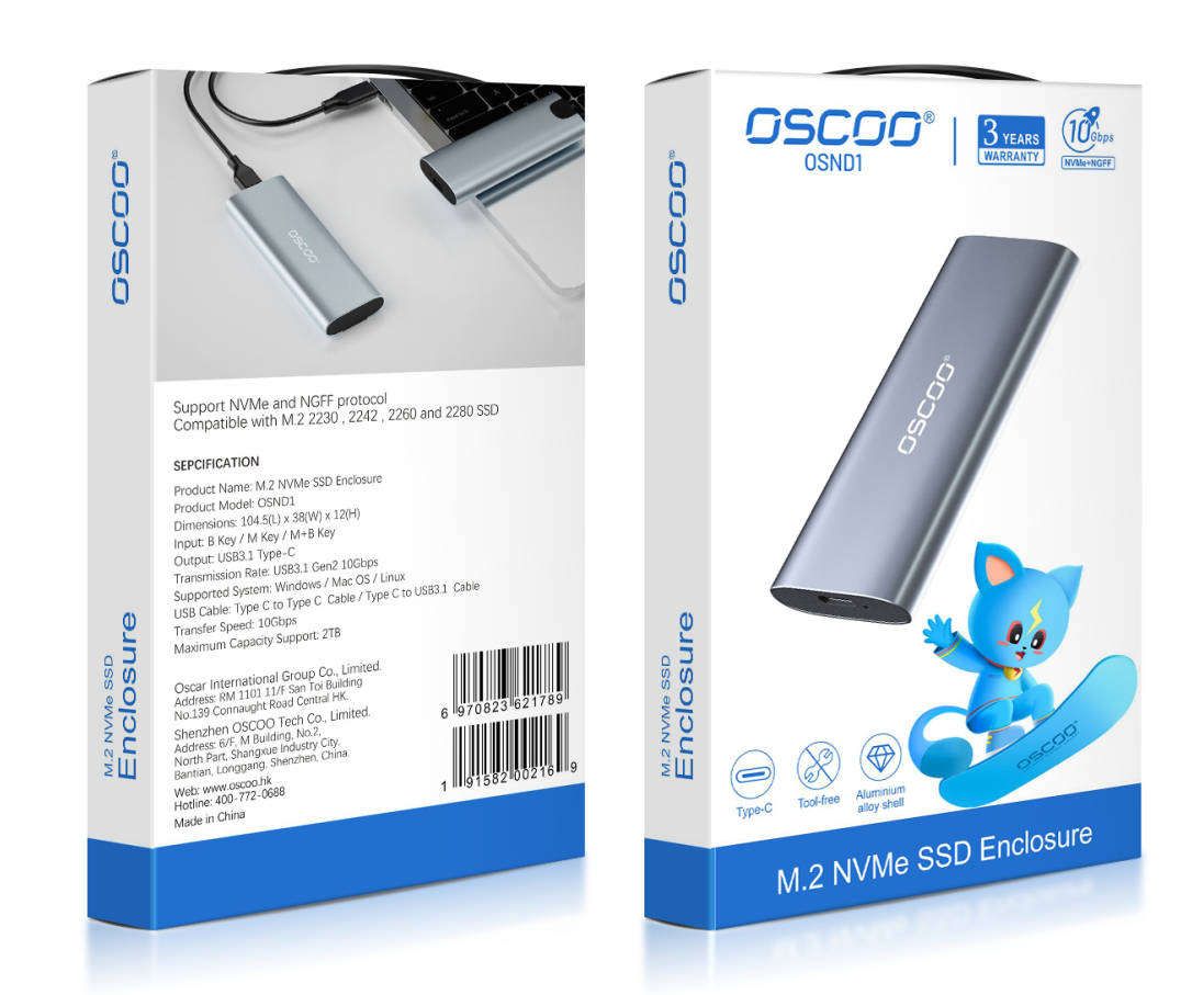 MEMORY OSCOO OSDN 1 M.2 NVME NGFF ENCLOSURE 1789