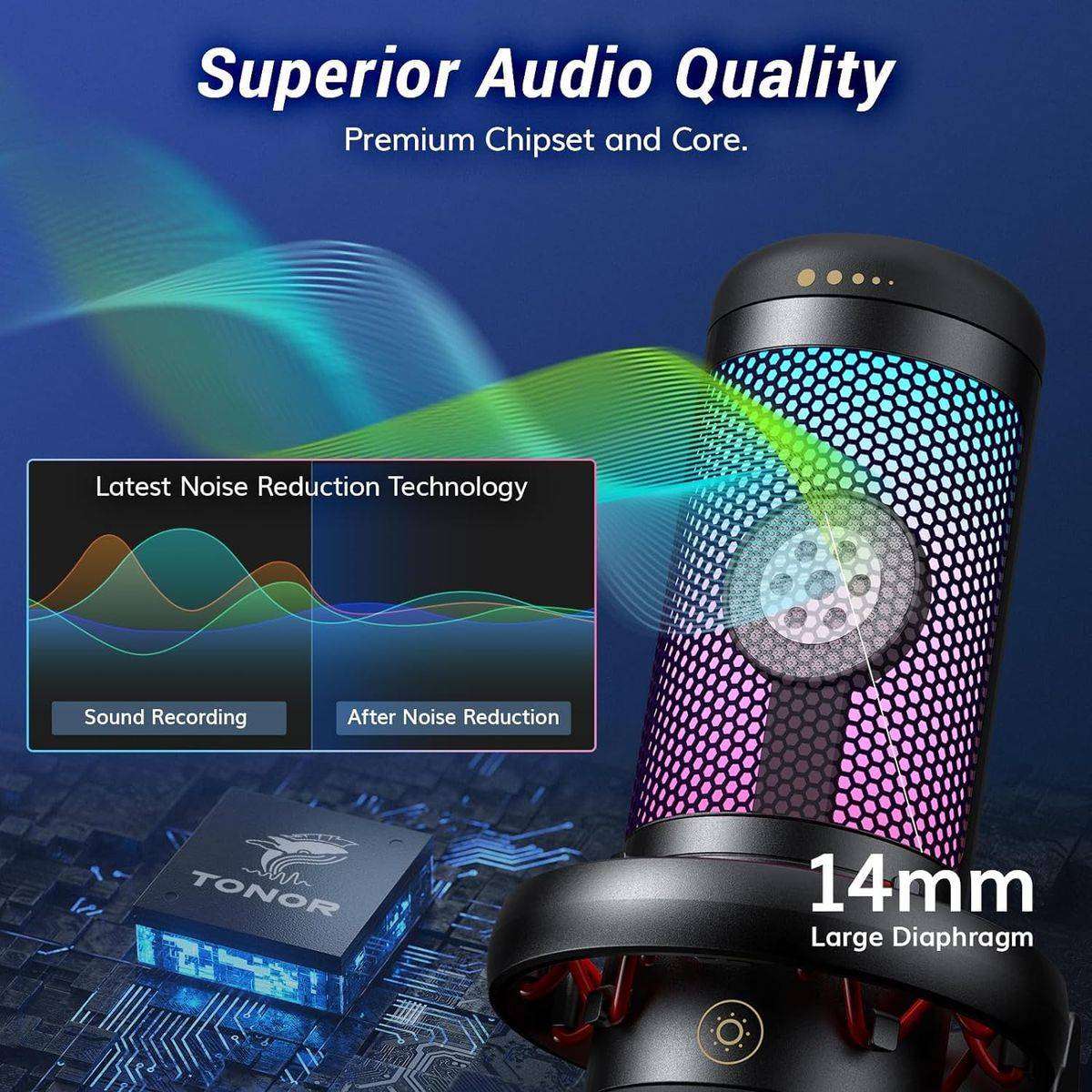 TONOR Gaming Mic, USB Microphone for PC Computer, Cardioid Condenser Mic