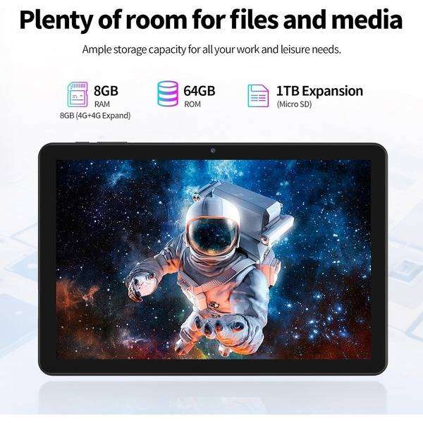 PRITOM 10.1'' Tablet with Keyboard, Case, Mouse, Stylus 8GB RAM 64GB ROM