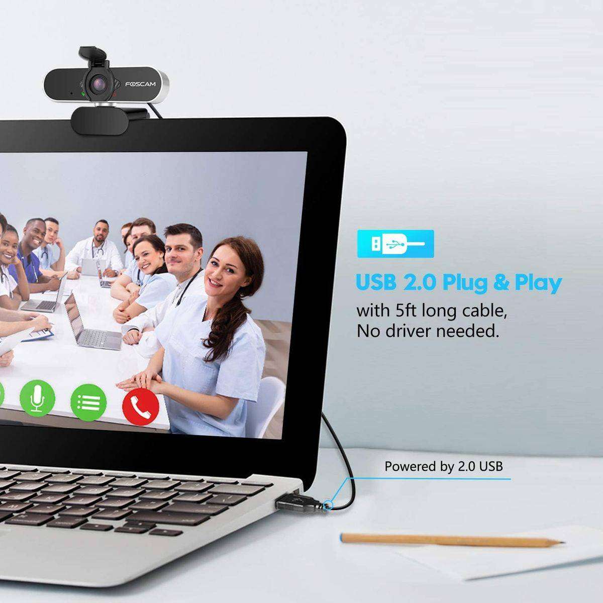 FOSCAM 1080P HD USB Streaming Web Cam