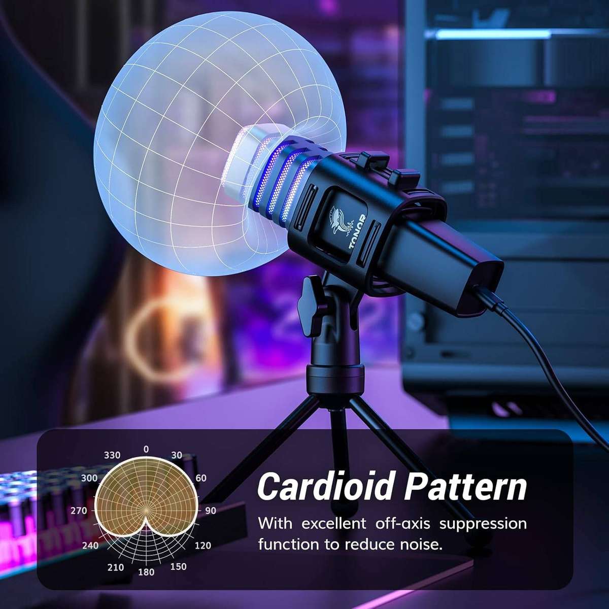 TONOR TC30 USB Cardioid Mic with Stand, Filter, Shock Mount, Gaming & streaming