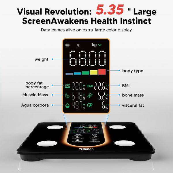 Yolanda Bluetooth Smart Body Fat Scale with LED Display and App Control