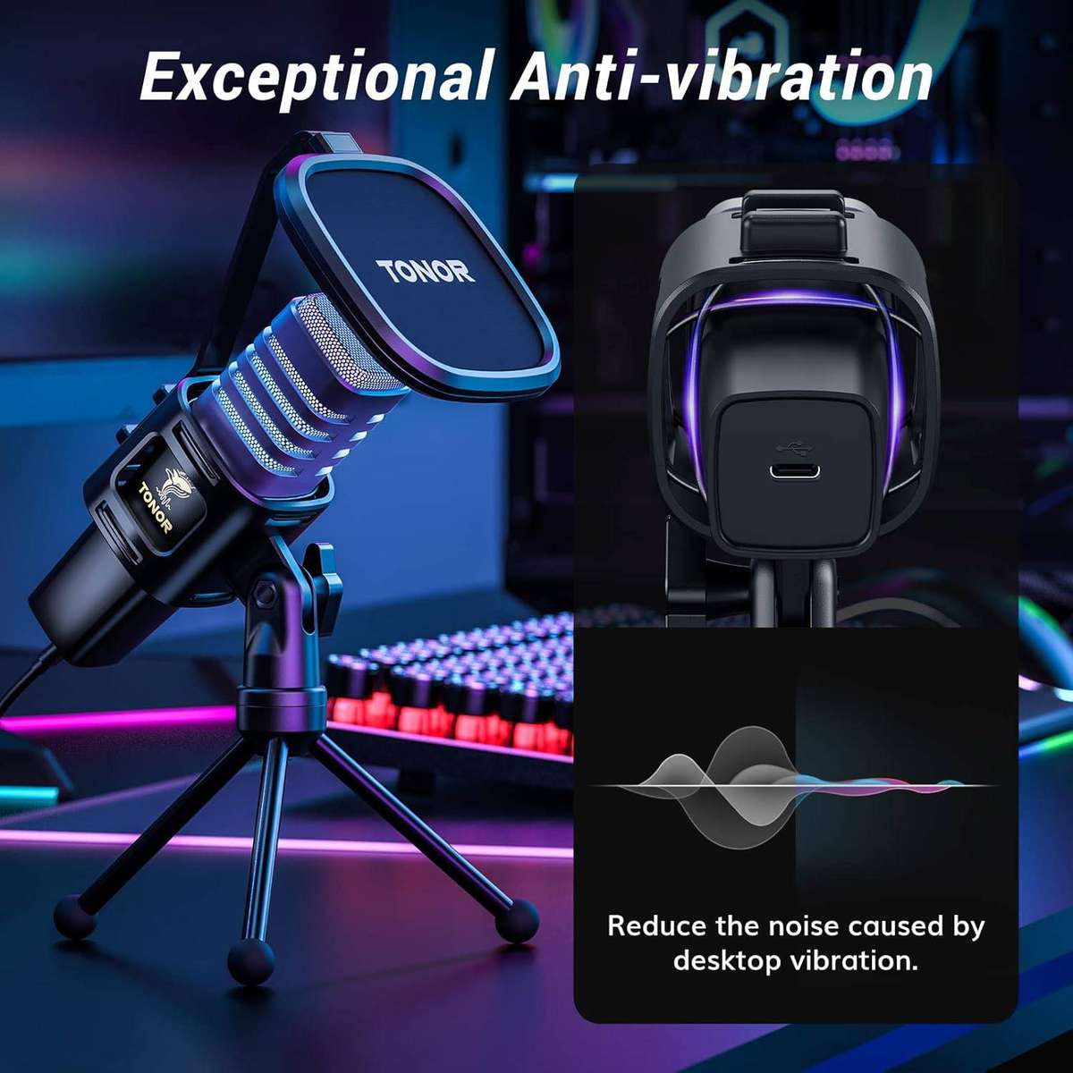 TONOR TC30 USB Cardioid Mic with Stand, Filter, Shock Mount, Gaming & streaming