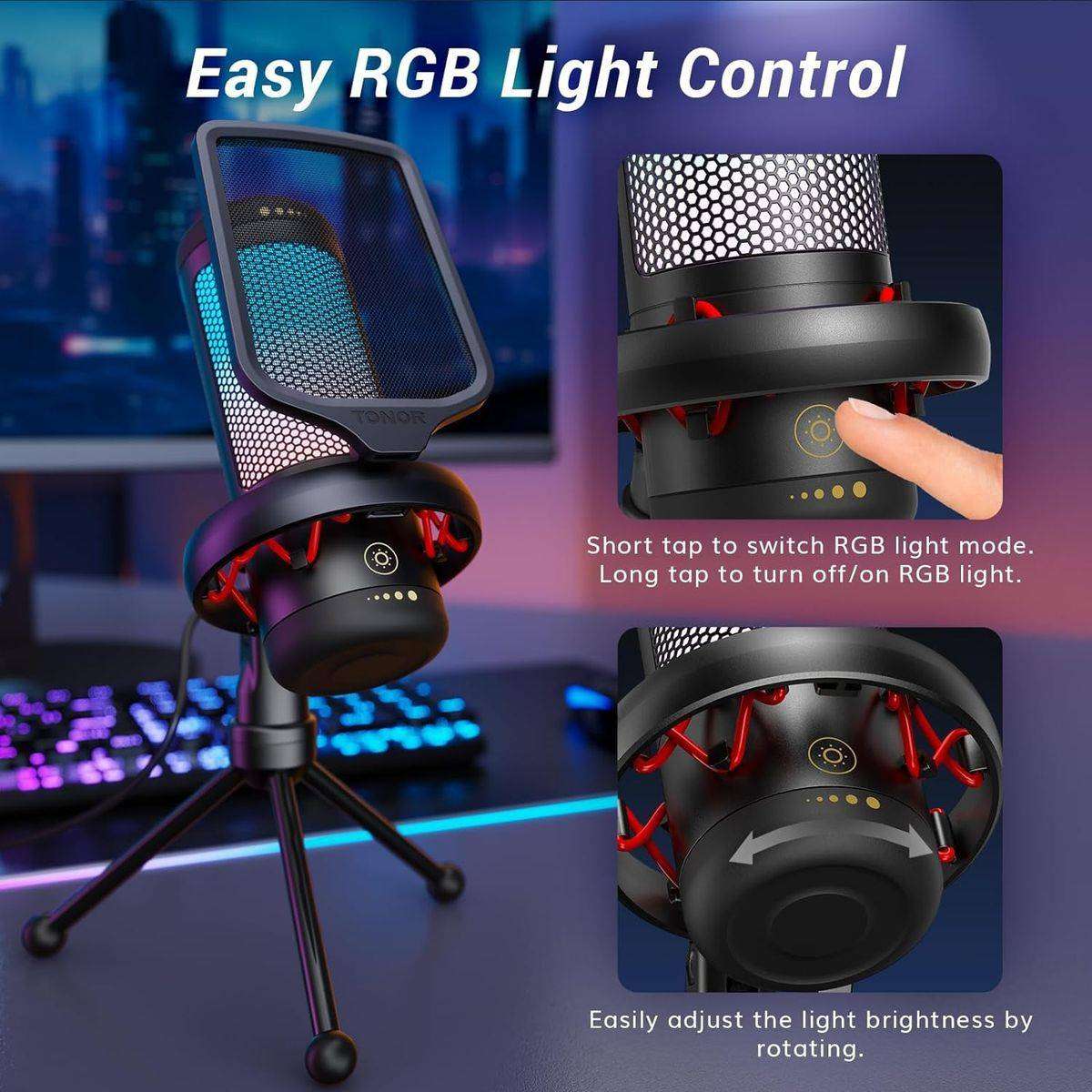 TONOR Gaming Mic, USB Microphone for PC Computer, Cardioid Condenser Mic