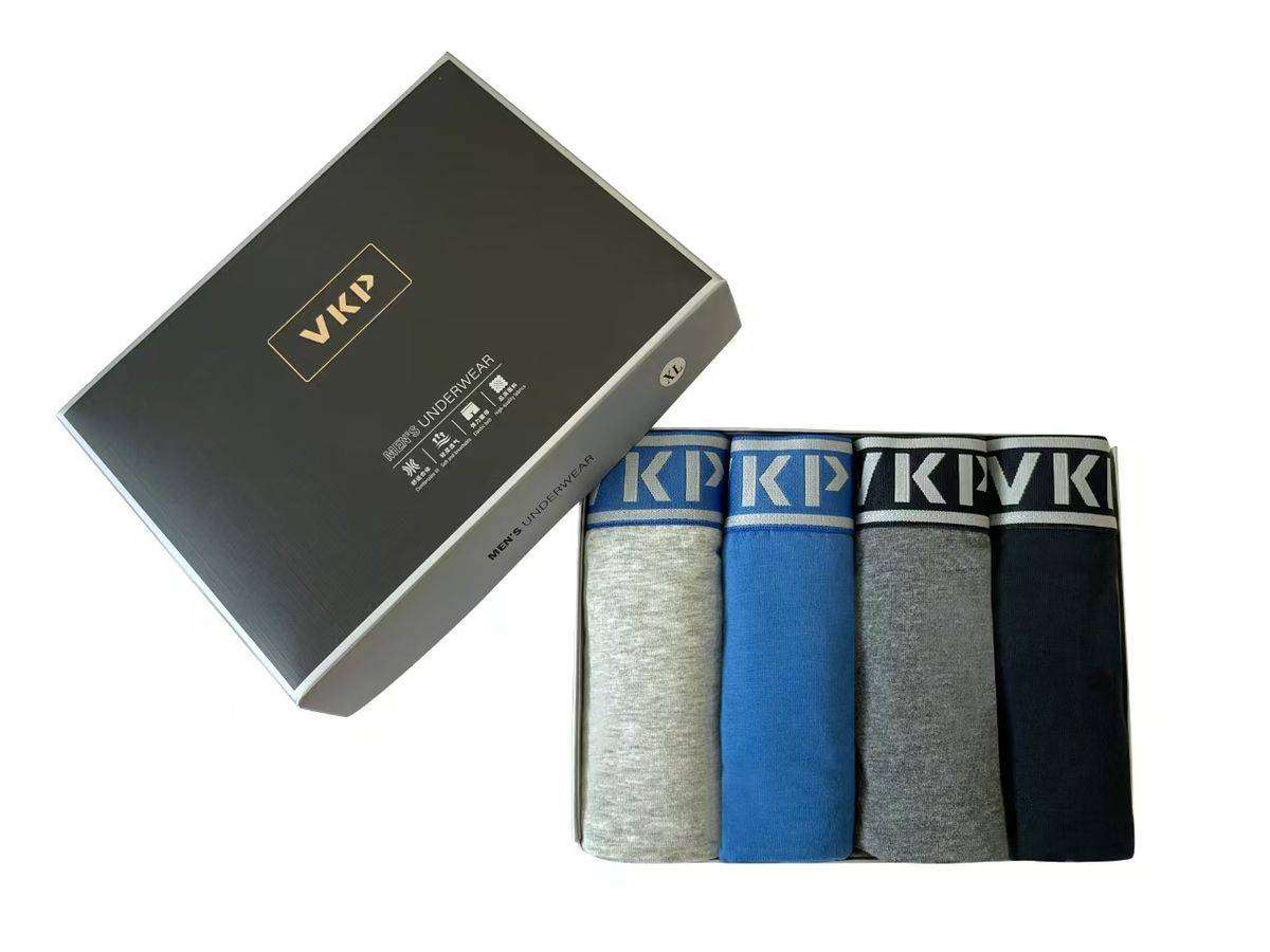 VKP Underwear Boxers Cotton Briefs For Men 4 Pack - Large