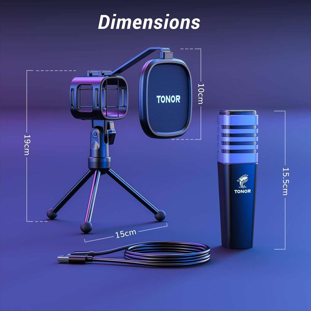 TONOR TC30 USB Cardioid Mic with Stand, Filter, Shock Mount, Gaming & streaming