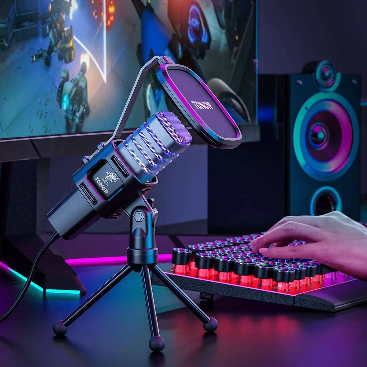 TONOR TC30 USB Cardioid Mic with Stand, Filter, Shock Mount, Gaming & streaming