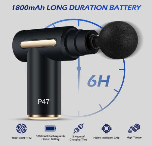 P47. Mini Massage Gun Deep Tissue - P47. Portable 6 Speeds Percussion Muscle Massager