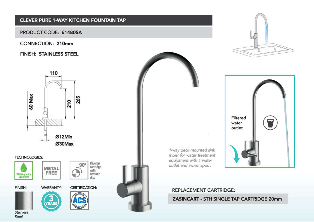 Clever Pure Slim 4 in 1 Under Counter Water filter