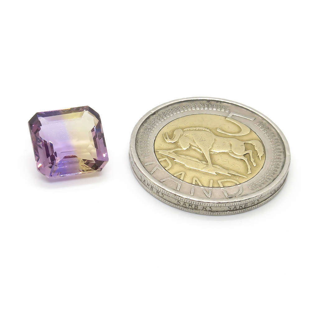 6.29ct Emerald Cut Ametrine Gemstone - Natural Semi-Precious Stone