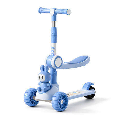 Kids 3 Wheel Scooter Adjustable Foldable with Lights & Music blue