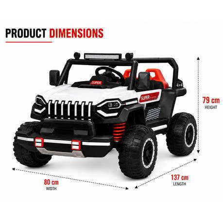 Kids 12V 4x4 Electric Ride On Jeep with Remote Control & LED Lights