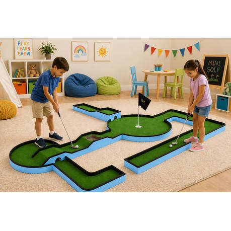 Mini Golf Puzzle Set Blue 7 Lane Modular Putt Putt Course 140+ Layouts
