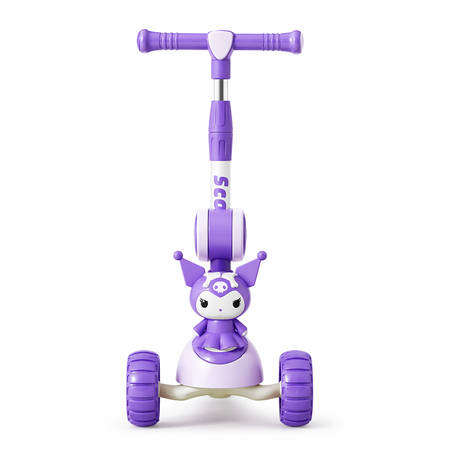 Kids 3 Wheel Scooter Adjustable Foldable with Lights & Music Purple