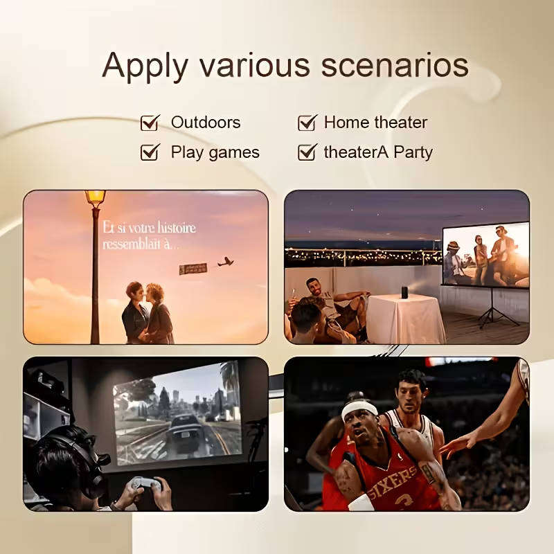 Intelligent Mini Projector, Featuring Tilt Correction Function and 180° Rotation Function, with Buil