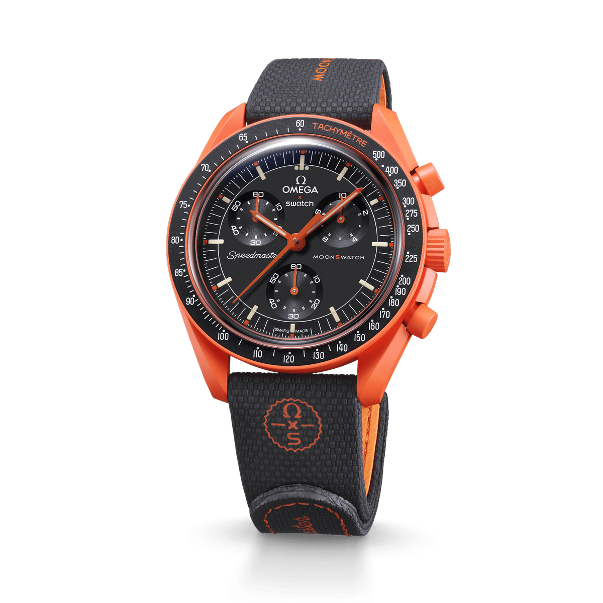 MOONSWATCH BLACK/ORANGE RUBBER STRAPS ONLY